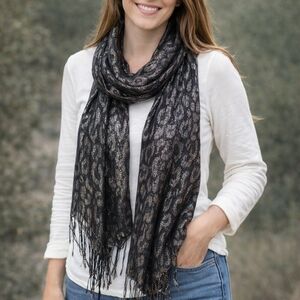 Black and Silver Sparkly Patterned Scarf